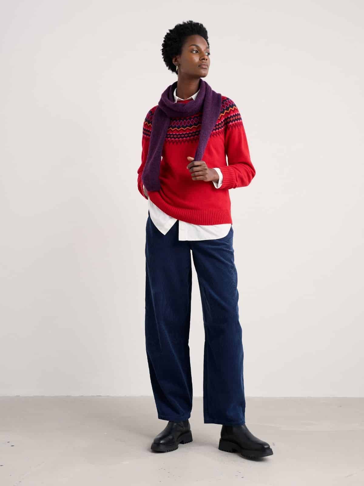 Seasalt Cornwall Gurnard's Head Jumper Windward Carmine Multi - La Vie en Rose Damesmode Enkhuizen