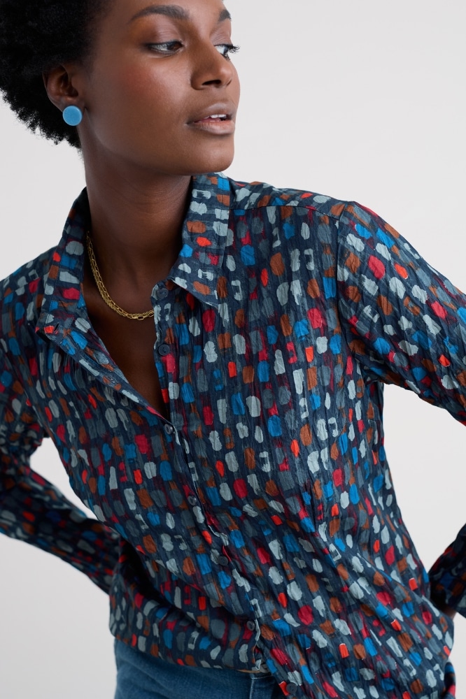 Seasalt Cornwall Larissa Shirt Dye Strokes Dark Lugger - La Vie en Rose Damesmode Enkhuizen