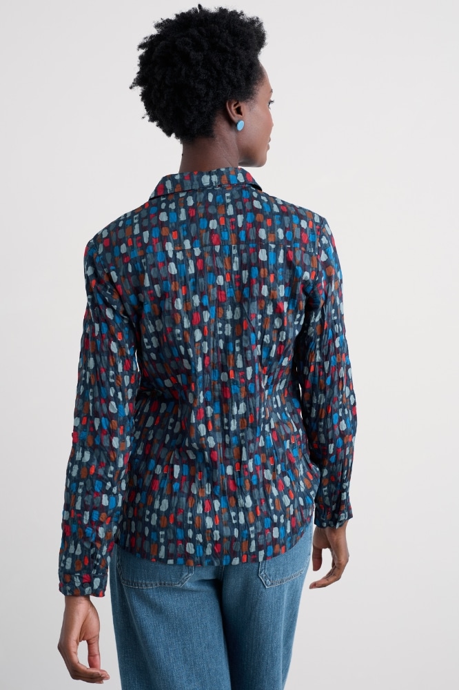 Seasalt Cornwall Larissa Shirt Dye Strokes Dark Lugger - La Vie en Rose Damesmode Enkhuizen