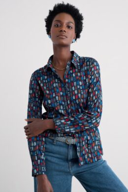 Seasalt Cornwall Larissa Shirt Dye Strokes Dark Lugger - La Vie en Rose Damesmode Enkhuizen