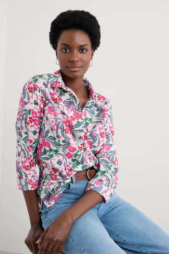 Seasalt Cornwall Larissa Shirt Garden Flowers Tulip - La Vie en Rose Damesmode