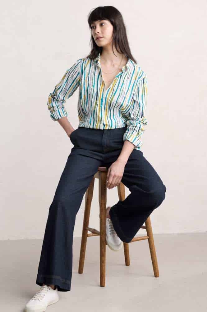 Seasalt Cornwall Larissa Shirt Painterly Stripe Chalk - La Vie en Rose Damesmode