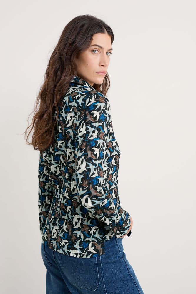 Seasalt Cornwall Larissa Shirt Swooping Birds Onyx- La Vie en Rose Damesmode
