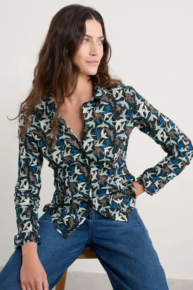 Seasalt Cornwall Larissa Shirt Swooping Birds Onyx- La Vie en Rose Damesmode
