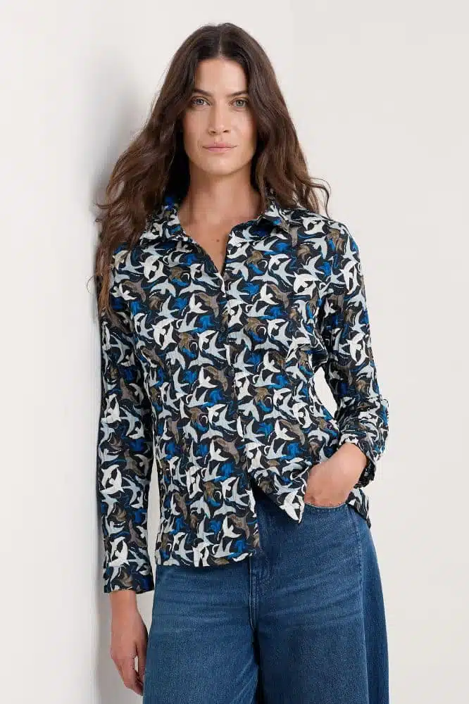 Seasalt Cornwall Larissa Shirt Swooping Birds Onyx- La Vie en Rose Damesmode