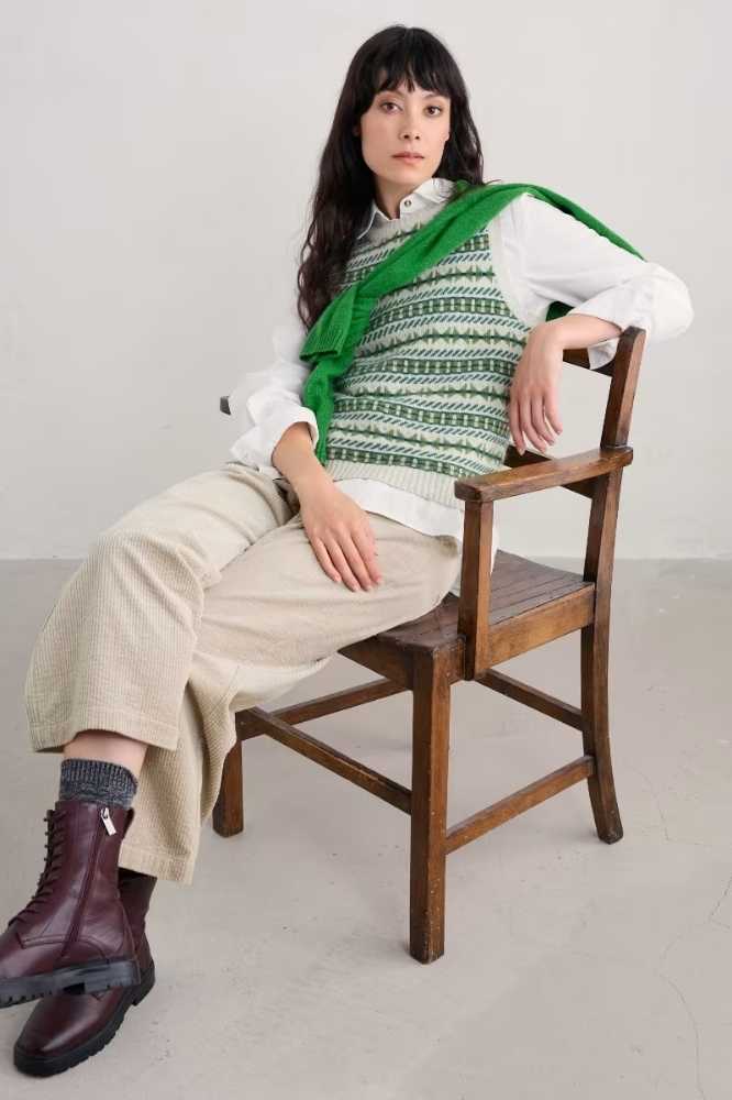 Seasalt Cornwall Lemon Porch Vest Minvor Aran Cut Grass- La Vie en Rose Damesmode