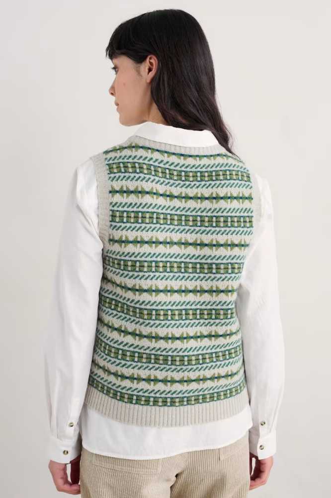 Seasalt Cornwall Lemon Porch Vest Minvor Aran Cut Grass- La Vie en Rose Damesmode