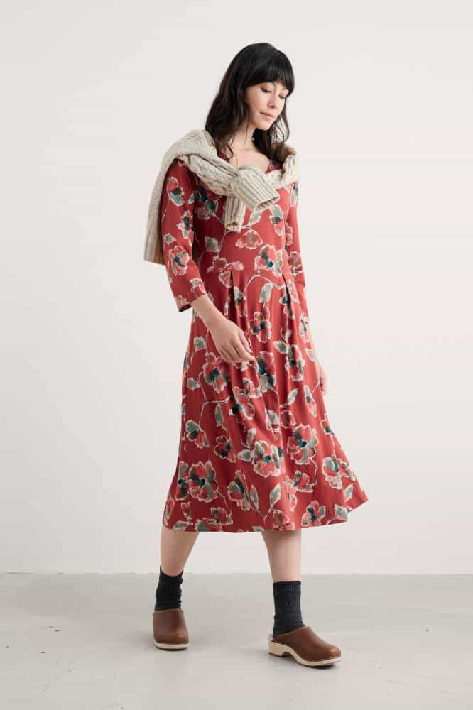 Seasalt Cornwall Pier View Dress Artist Camelia Red Sail - La Vie en Rose Damesmode