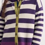 Seasalt Cornwall Pinwell Cardigan Bright Shape Dark Violet Mix - La Vie en Rose Damesmode Enkhuizen
