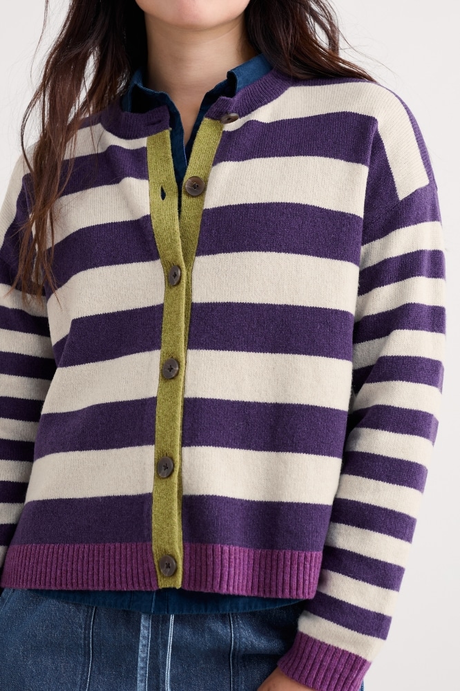 Seasalt Cornwall Pinwell Cardigan Bright Shape Dark Violet Mix - La Vie en Rose Damesmode Enkhuizen