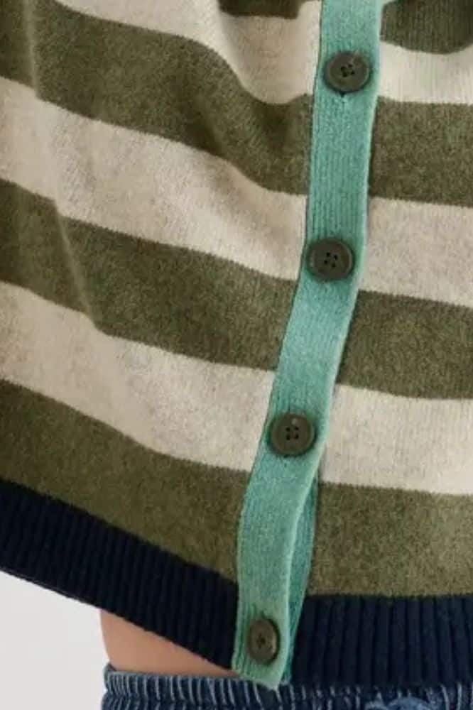 Seasalt Cornwall Pinwell Cardigan Bright Shape Light Olive Mix - La Vie en Rose Damesmode Enkhuizen