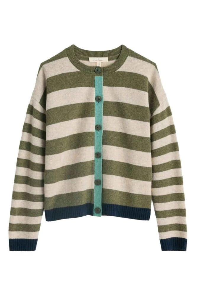 Seasalt Cornwall Pinwell Cardigan Bright Shape Light Olive Mix - La Vie en Rose Damesmode Enkhuizen