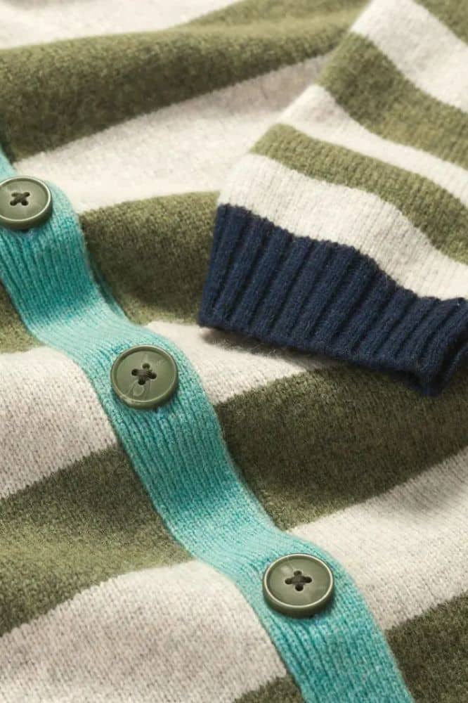 Seasalt Cornwall Pinwell Cardigan Bright Shape Light Olive Mix - La Vie en Rose Damesmode Enkhuizen