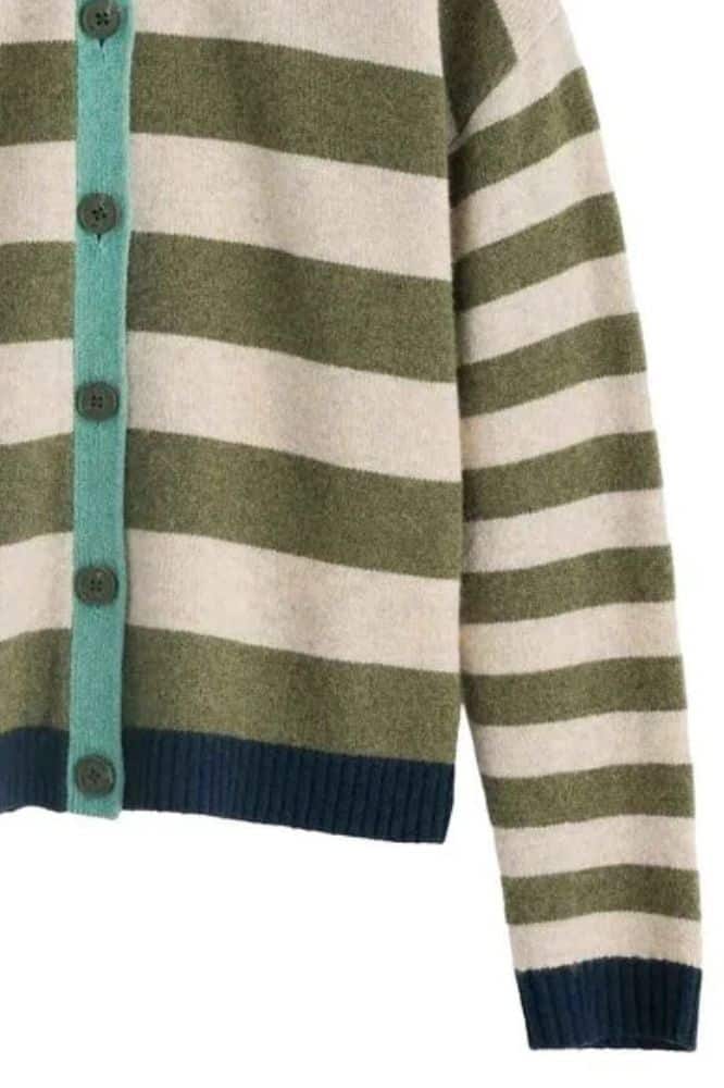 Seasalt Cornwall Pinwell Cardigan Bright Shape Light Olive Mix - La Vie en Rose Damesmode Enkhuizen