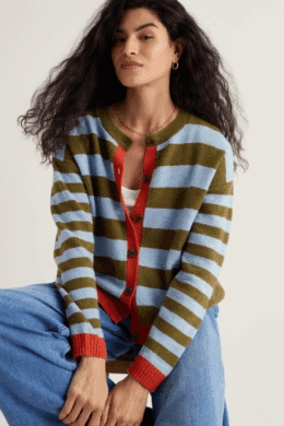 Seasalt Cornwall Pinwell Cardigan Bright Shape Seagrass Mix