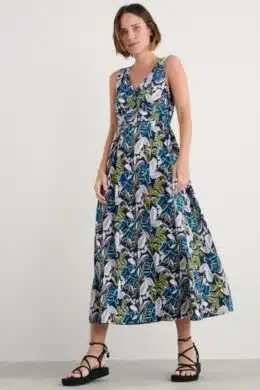 Seasalt Cornwall Polmanter Dress Linear Leaves Maritime - La Vie en Rose Damesmode
