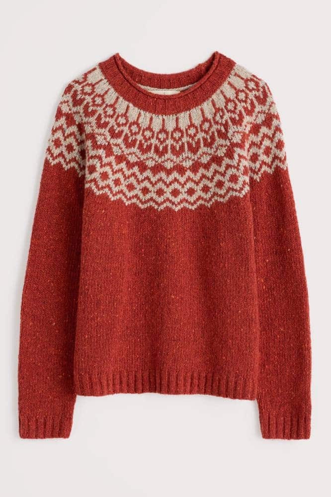 Seasalt Cornwall Port Kinnis Jumper Merino Wag Tail Red Sail Birch Mix - La Vie en Rose Damesmode