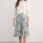 Seasalt Cornwall Rose Skirt Calf Garden Flowers Dark Forage - La Vie en Rose Damesmode