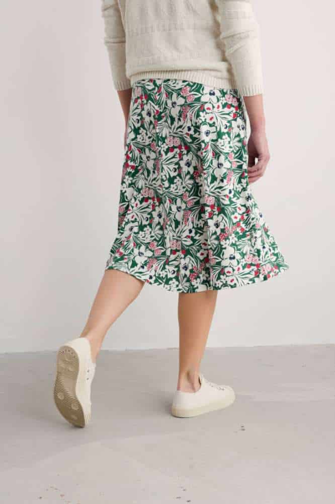 Seasalt Cornwall Rose Skirt Calf Garden Flowers Dark Forage - La Vie en Rose Damesmode
