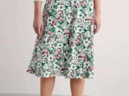 Seasalt Cornwall Rose Skirt Calf Garden Flowers Dark Forage - La Vie en Rose Damesmode