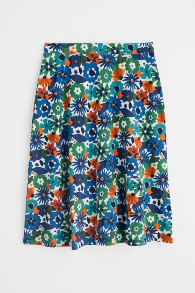 Seasalt Cornwall Rose Skirt Knee Screenprint Floral Chalk - La Vie en Rose Damesmode