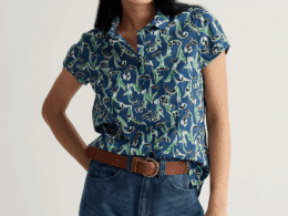 Seasalt Cornwall Rushmaker Shirt Painty Bluebell Dark Voyage