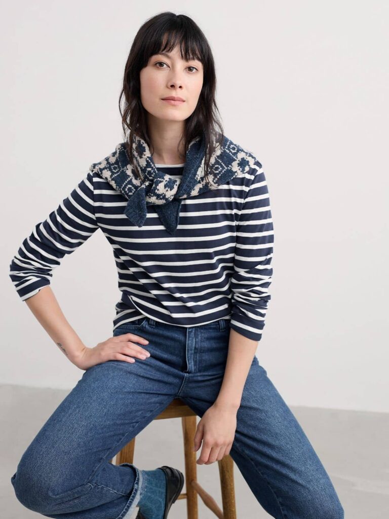 Seasalt Cornwall Sailor Shirt Breton Maritime Chalk - La Vie en Rose Damesmode Enkhuizen