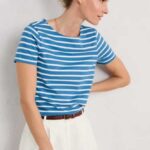 Seasalt Cornwall Sailor T-Shirt Breton Sailboats Chalk - La Vie en Rose Damesmode