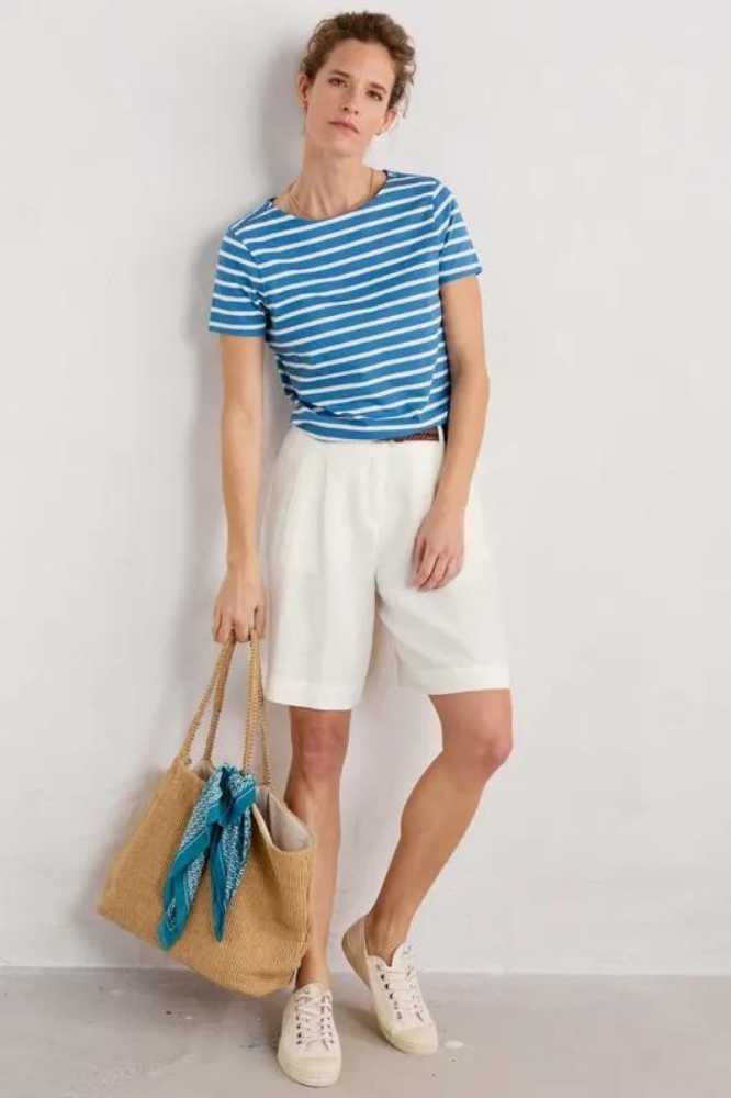 Seasalt Cornwall Sailor T-Shirt Breton Sailboats Chalk - La Vie en Rose Damesmode