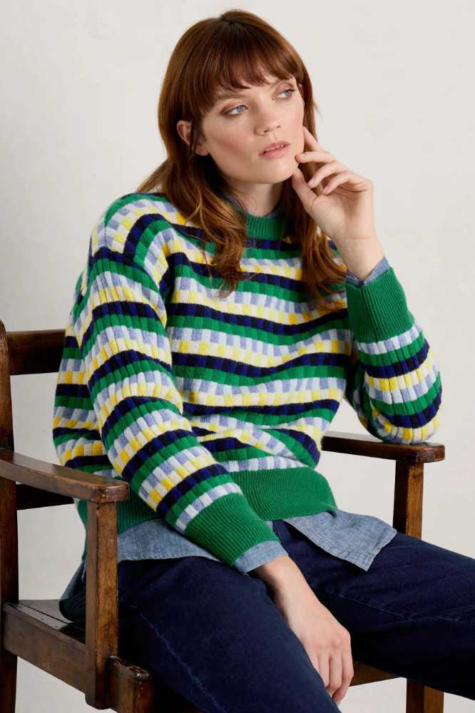 Seasalt Cornwall Seasalt Cornwall Clover Bed Lambswool Blend Jumperr Croquet Island Multi- La Vie en Rose Damesmode- La Vie en Rose Damesmode