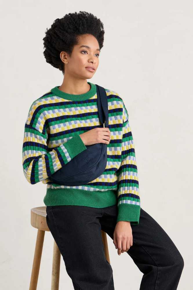 Seasalt Cornwall Seasalt Cornwall Clover Bed Lambswool Blend Jumperr Croquet Island Multi- La Vie en Rose Damesmode- La Vie en Rose Damesmode