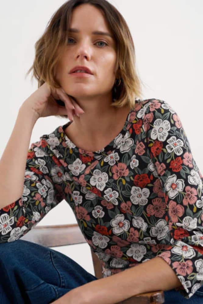 Seasalt Cornwall Seasalt Cornwall Easel 34 Sleeve Top in GOTS-Certified Organic Cotton Jersey - La Vie en Rose Damesmode