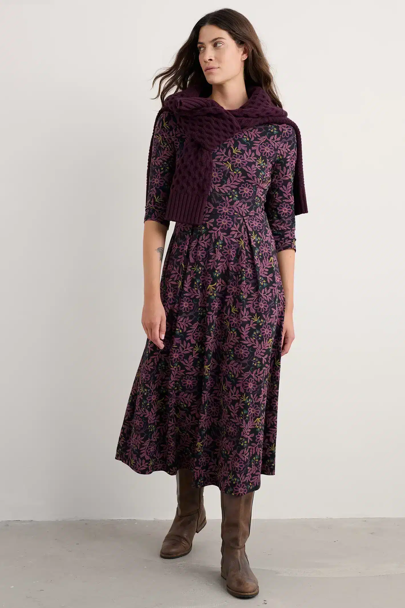 Seasalt Cornwall Veronica Dress Evening Woodland Onyx