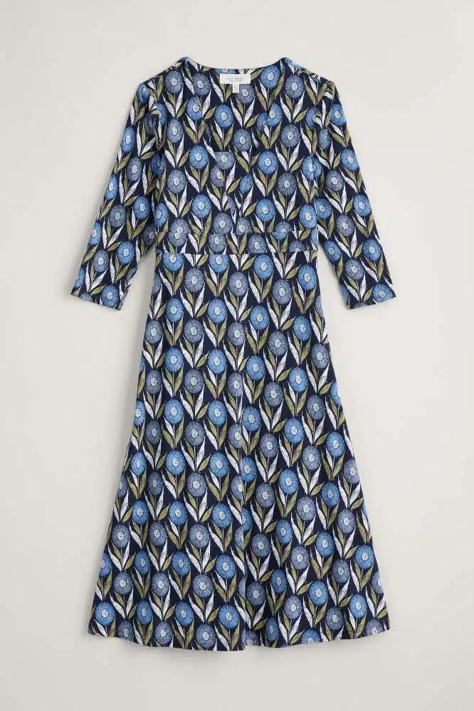 Seasalt Cornwall Waterfront Dress Textured Flower Head Maritime
