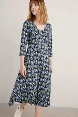 Seasalt Cornwall Waterfront Dress Textured Flower Head Maritime