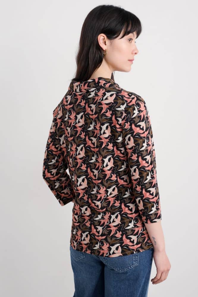 Seasalt Cornwall Wavecrest Jersey Shirt (GOTS) Swooping Birds Onyx - La Vie en Rose Damesmode