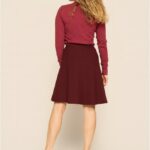 Very Cherry A-Line Skirt Burgundy Jersey Crepe - La Vie en Rose Damesmode