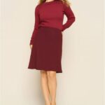 Very Cherry A-Line Skirt Burgundy Jersey Crepe - La Vie en Rose Damesmode