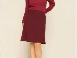 Very Cherry A-Line Skirt Burgundy Jersey Crepe - La Vie en Rose Damesmode