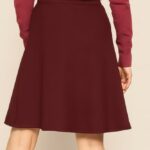 Very Cherry A-Line Skirt Burgundy Jersey Crepe - La Vie en Rose Damesmode