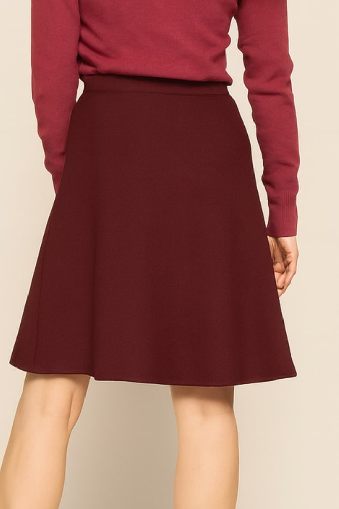 Very Cherry A-Line Skirt Burgundy Jersey Crepe - La Vie en Rose Damesmode