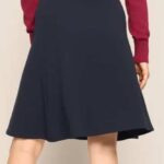 Very Cherry A-Line Skirt Navy Jersey Crepe - La Vie en Rose Damesmode