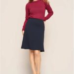 Very Cherry A-Line Skirt Navy Jersey Crepe - La Vie en Rose Damesmode