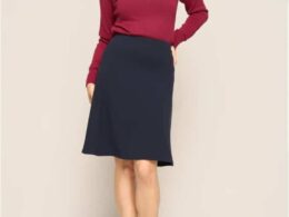 Very Cherry A-Line Skirt Navy Jersey Crepe - La Vie en Rose Damesmode