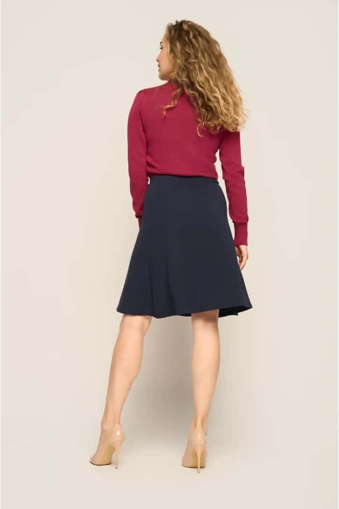 Very Cherry A-Line Skirt Navy Jersey Crepe - La Vie en Rose Damesmode