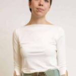 Very Cherry Boatneck Top Ecru Tricot Deluxe - La Vie en Rose Damesmode