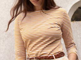 Very Cherry Boatneck Top French Stripes Honey Yellow La Vie en Rose Damesmode