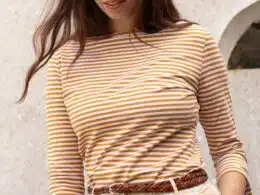 Very Cherry Boatneck Top French Stripes Honey Yellow La Vie en Rose Damesmode