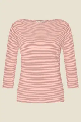 Very Cherry Boatneck Top Ministripe Brique