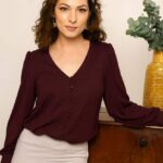 Very Cherry Celia Blouse Grape Tricot Deluxe - La Vie en Rose Damesmode